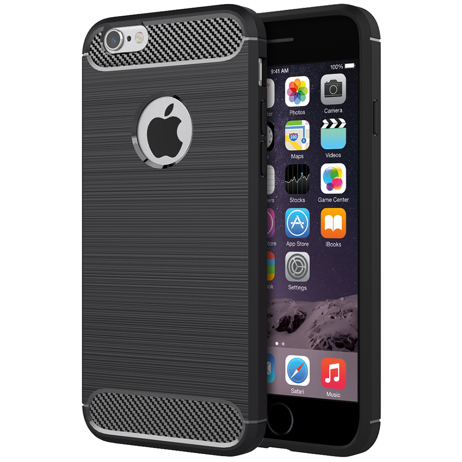 Flexi Slim Carbon Fibre Case for Apple iPhone 6 / 6s - Brushed Black